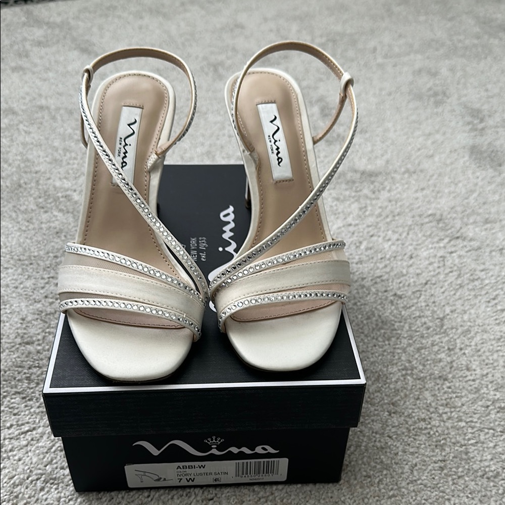 Nina Cream Heeled Sandals with Elegant Straps
